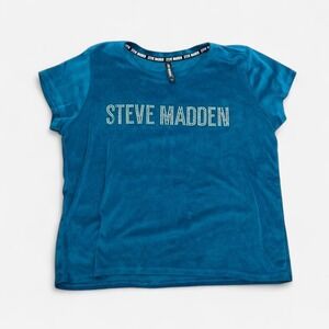 Steve Madden  velvet top with rhinestone logo Size S